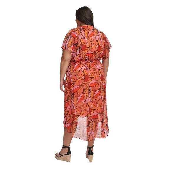 DKNY Women’s Plus Size Printed Smocked Fit & Flare Dress 18W - Picture 3 of 4